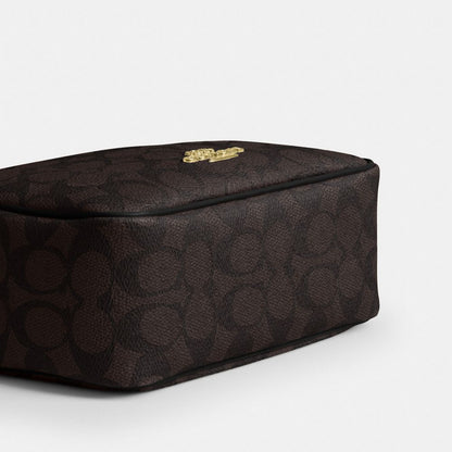 Coach Mini Carey Crossbody Bag In Signature Canvas Gold Walnut Black