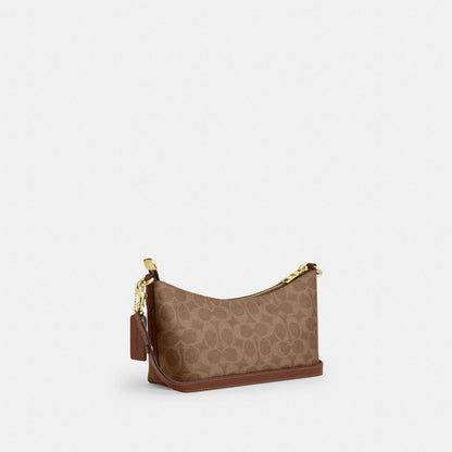 Coach Caitlin Shoulder Bag In Signature Canvas Gold Tan Brown