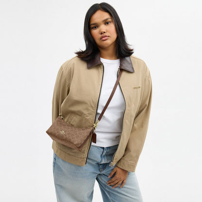 Coach Caitlin Shoulder Bag In Signature Canvas Gold Tan Brown