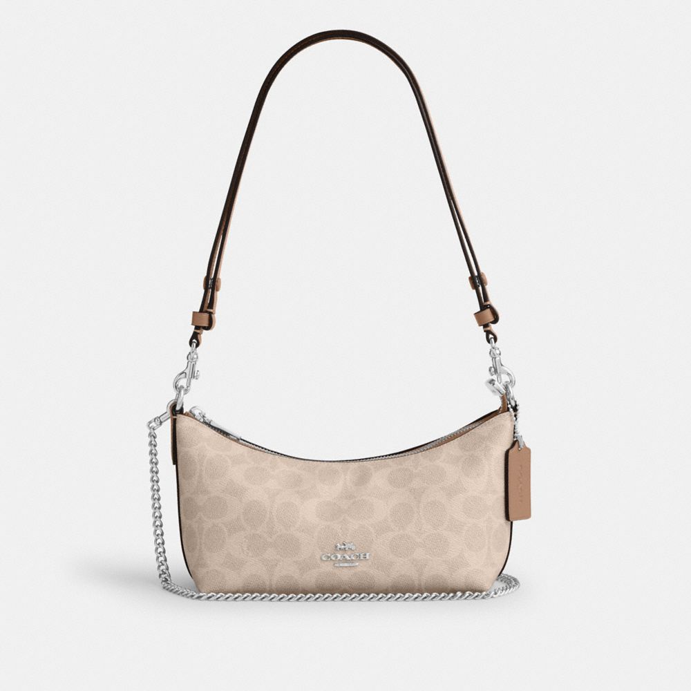 Coach Caitlin Shoulder Bag In Signature Canvas Silver Sand Taupe