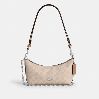 Coach Caitlin Shoulder Bag In Signature Canvas Silver Sand Taupe