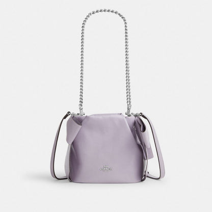 Coach Faye Mini Drawstring Bag With Bows Silver Light Amethyst