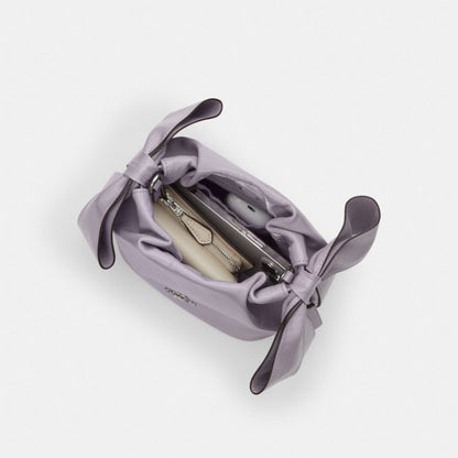 Coach Faye Mini Drawstring Bag With Bows Silver Light Amethyst