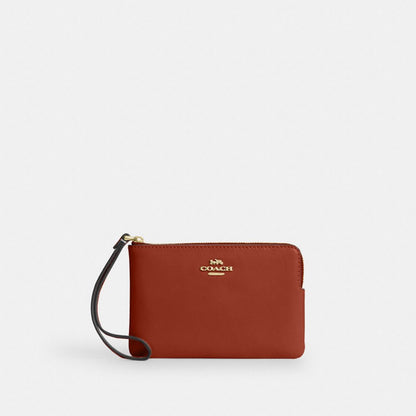 Coach Corner Zip Wristlet Gold/Cinnamon