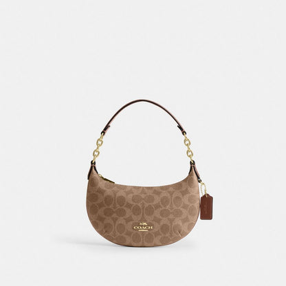 Coach Mini Payton Bag In Signature Canvas Gold/Tan/Brown