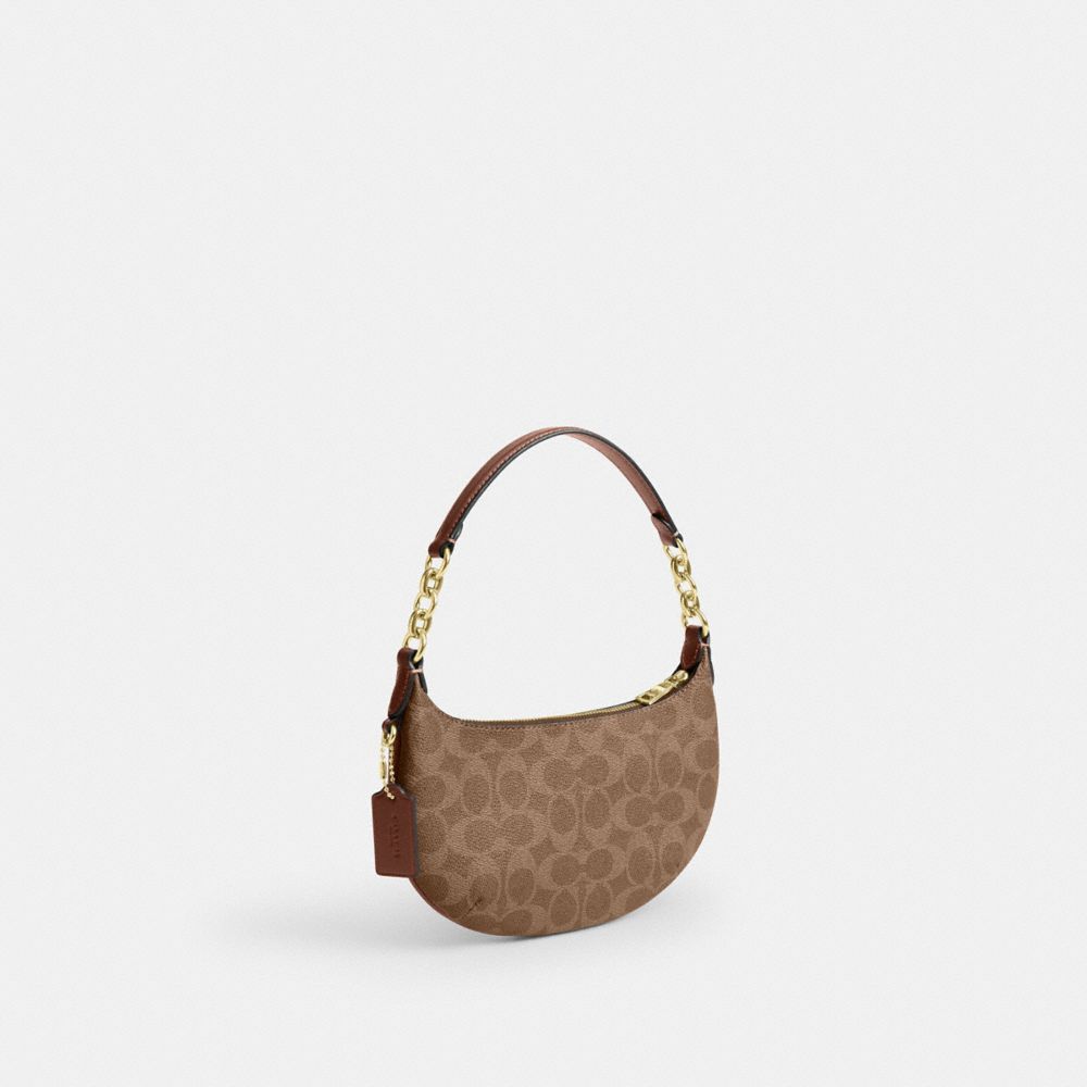 Coach Mini Payton Bag In Signature Canvas Gold/Tan/Brown