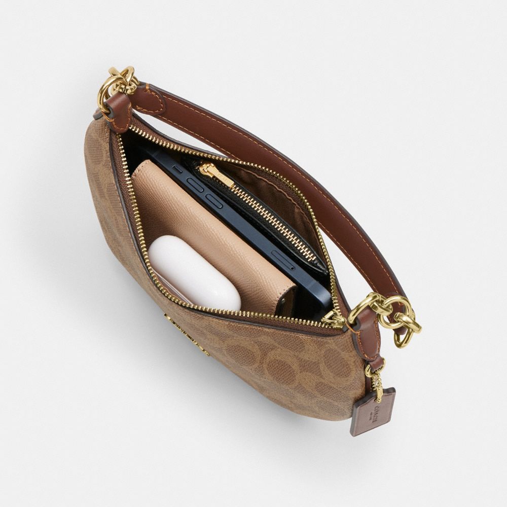 Coach Mini Payton Bag In Signature Canvas Gold/Tan/Brown