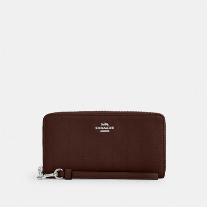 Coach Long Zip Around Wallet With Quilting Silver/Maple
