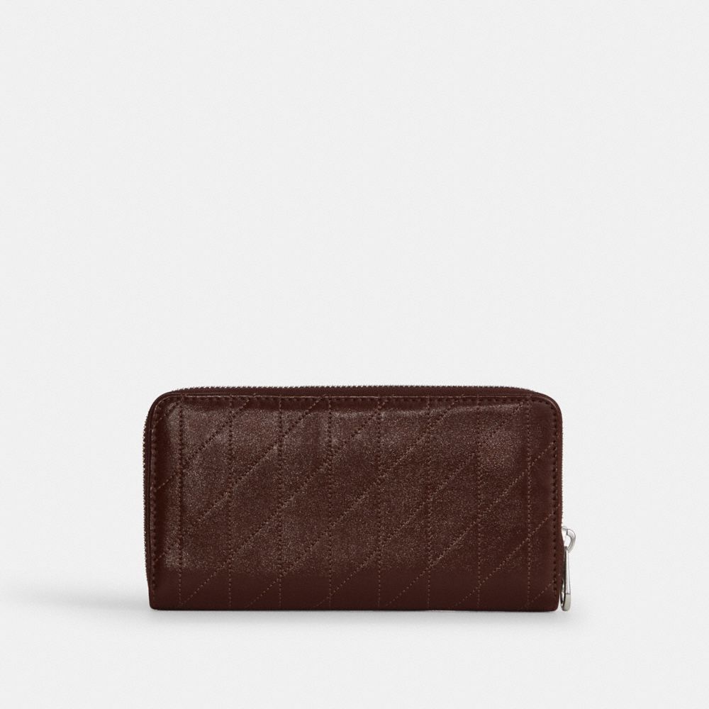 Coach Long Zip Around Wallet With Quilting Silver/Maple