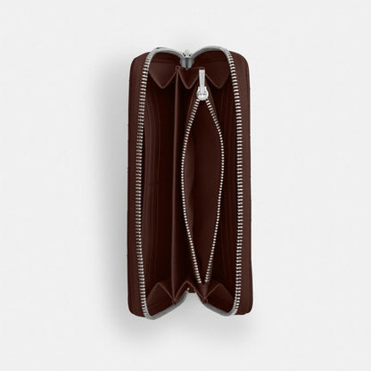 Coach Long Zip Around Wallet With Quilting Silver/Maple