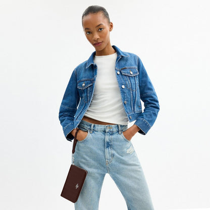 Coach Long Zip Around Wallet With Quilting Silver/Maple