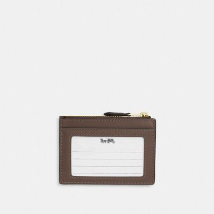 Coach Mini Skinny Id Case In Signature Jacquard With Floral Embroidery Gold Oak Multi