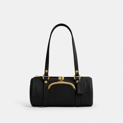 Coach Kisslock Barrel Bag 28 Brass Black