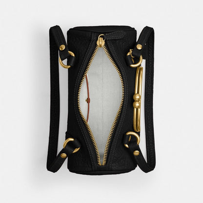 Coach Kisslock Barrel Bag 28 Brass Black