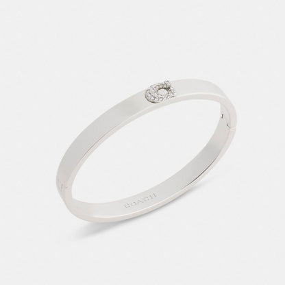 Coach Pavé C Hinged Bangle Silver