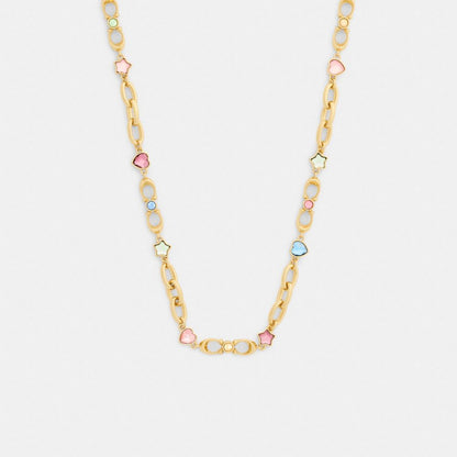 Coach Stars And Hearts Linked Signature Choker Necklace Gold Multi
