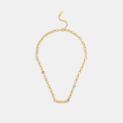 Coach Stars And Hearts Linked Signature Choker Necklace Gold Multi