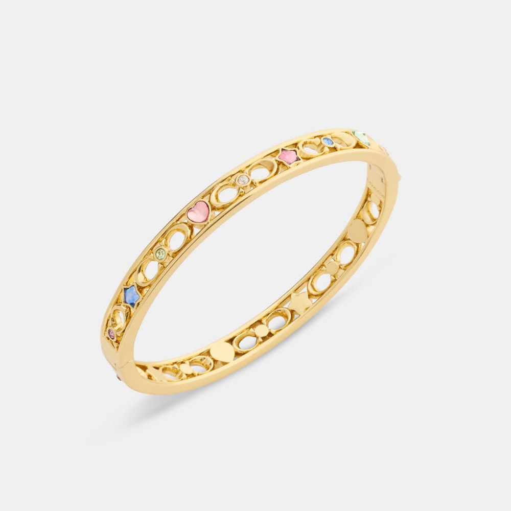 Coach Stars And Hearts Hinged Bangle Gold Multi