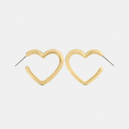 Coach Heart Hoop Earrings Gold