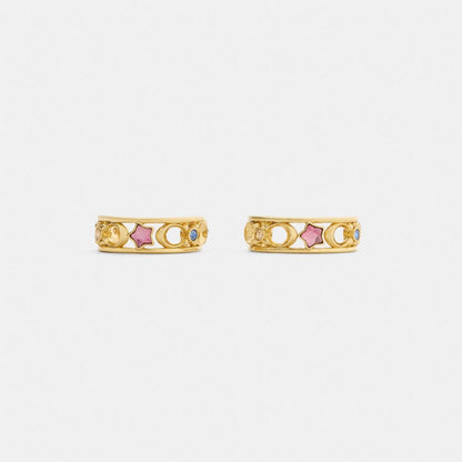Coach Stars And Hearts Hoop Earrings Gold Multi