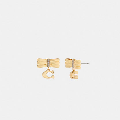Coach Signature Bow Stud Earrings Gold
