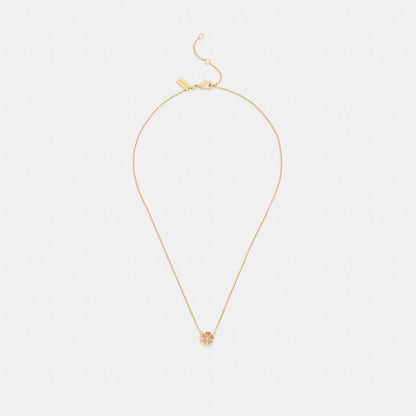Coach Enamel Tea Rose Earrings And Necklace Set Gold Pink