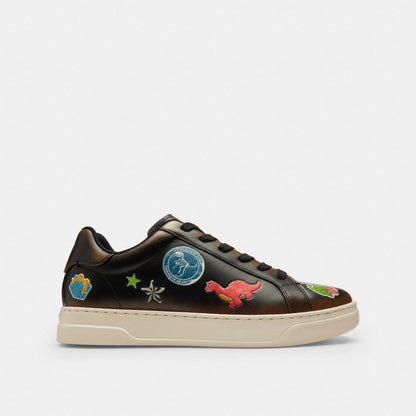 Men's Coach Rexy 10th Birthday High Line Sneaker With Sticker Print Black Multi Silver