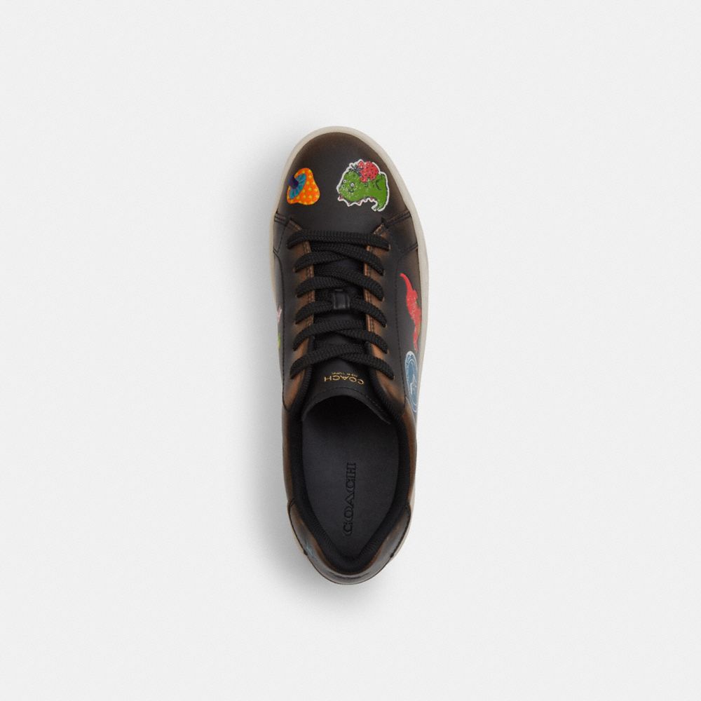 Women's Coach Rexy 10 Th Birthday High Line Sneaker With Sticker Print Black Multi Silver