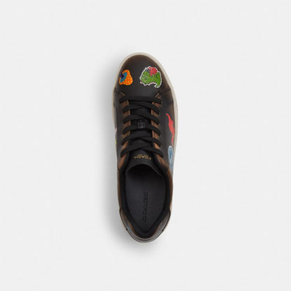 Women's Coach Rexy 10 Th Birthday High Line Sneaker With Sticker Print Black Multi Silver