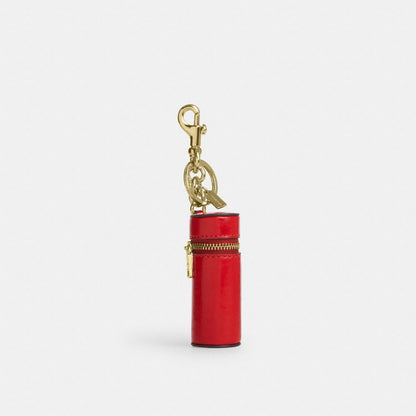 Coach Lipstick Case Bag Charm Gold Bright Cherry