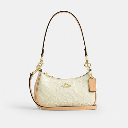 Coach Teri Mini Crossbody Bag In Signature Leather Gold Light Lemon