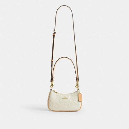Coach Teri Mini Crossbody Bag In Signature Leather Gold Light Lemon