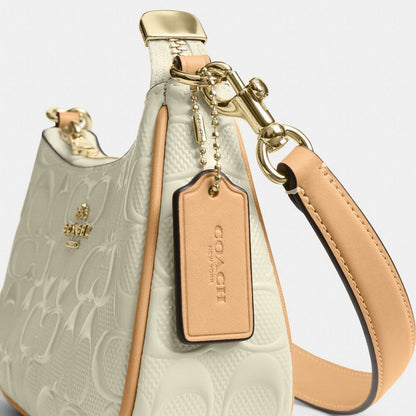 Coach Teri Mini Crossbody Bag In Signature Leather Gold Light Lemon