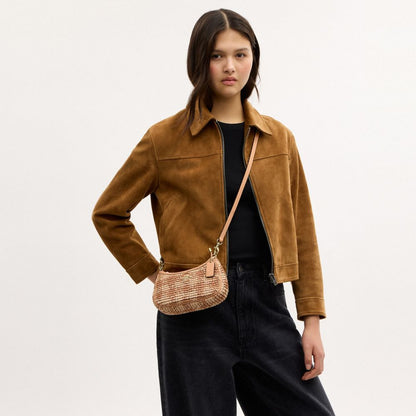 Coach Teri Mini Crossbody Bag With Gingham Print Gold Tan