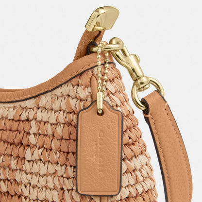 Coach Teri Mini Crossbody Bag With Gingham Print Gold Tan