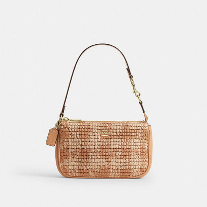 Coach Nolita 19 With Gingham Print Gold Tan
