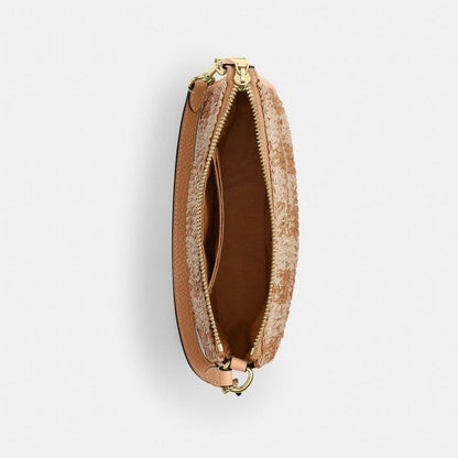 Coach Nolita 19 With Gingham Print Gold Tan