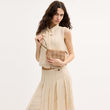 Coach Nolita 19 With Gingham Print Gold Tan