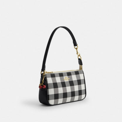 Coach Nolita 19 With Gingham Print And Charm Gold Black Multi
