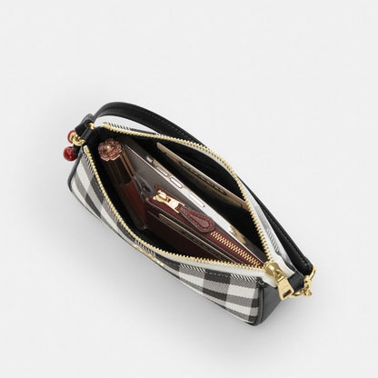 Coach Nolita 19 With Gingham Print And Charm Gold Black Multi