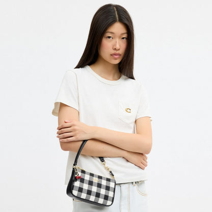 Coach Nolita 19 With Gingham Print And Charm Gold Black Multi