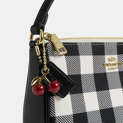Coach Nolita 19 With Gingham Print And Charm Gold Black Multi