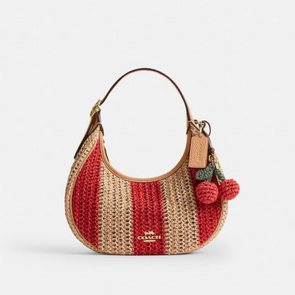 Coach Emily Shoulder Bag With Charm Gold Red Tan