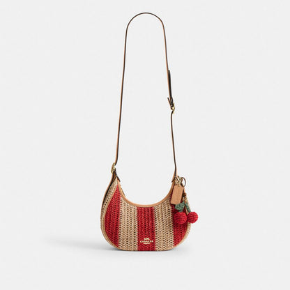 Coach Emily Shoulder Bag With Charm Gold Red Tan