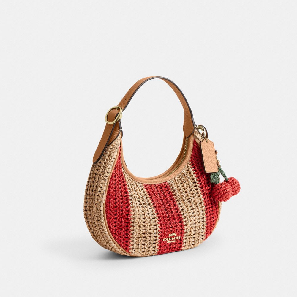 Coach Emily Shoulder Bag With Charm Gold Red Tan