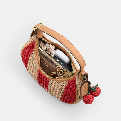 Coach Emily Shoulder Bag With Charm Gold Red Tan