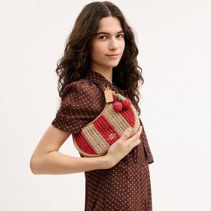 Coach Emily Shoulder Bag With Charm Gold Red Tan