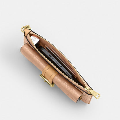 Coach Ashton Wristlet In Signature Leather Gold Faded Blush
