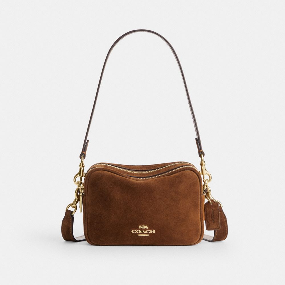 Coach Mini Carey Crossbody Bag Gold/Warm Brown