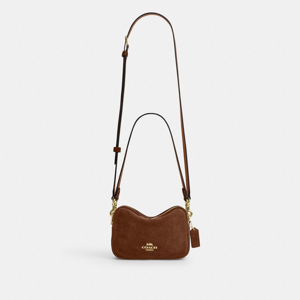 Coach Mini Carey Crossbody Bag Gold/Warm Brown